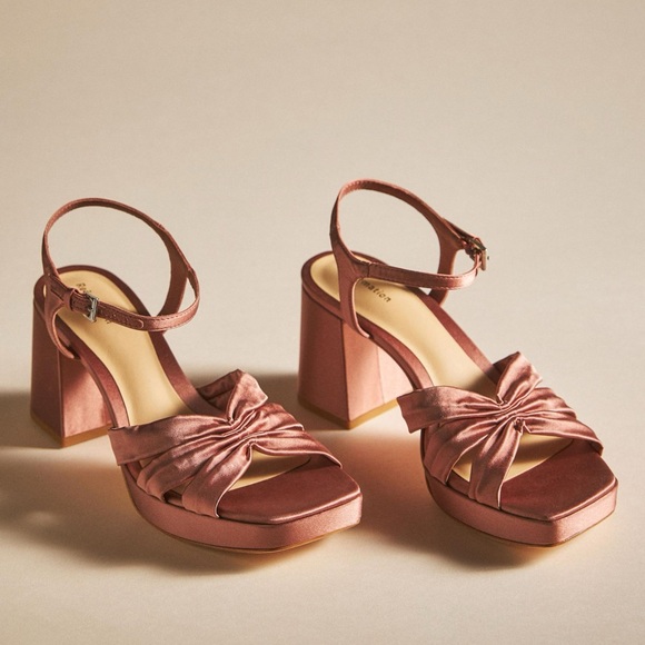 NWT Reformation | maize platform sandal heels | sz 8.5, pink satan - Picture 3 of 8